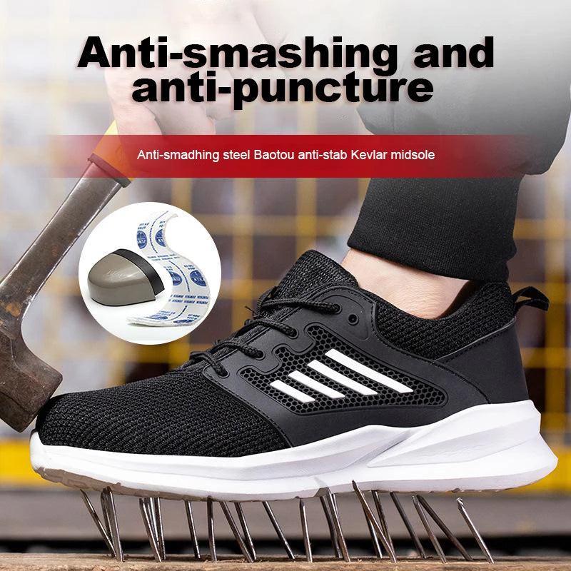 Zapatillas de trabajo con punta de acero para hombre, zapatos de seguridad, botas de trabajo a prueba de perforaciones, calzado Indestructible de moda