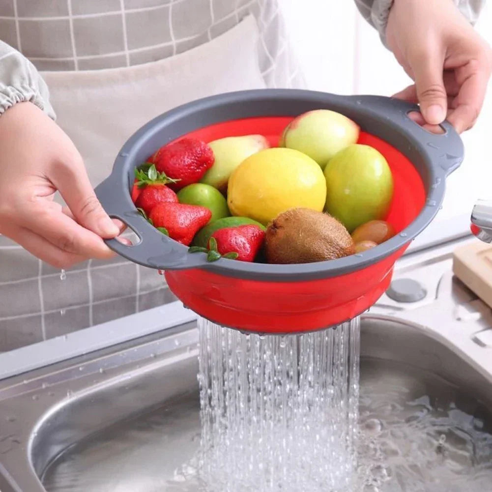 Escurridor plegable redondo, cesta de lavado de frutas y verduras, colador plegable, escurridor plegable, herramienta de almacenamiento de cocina