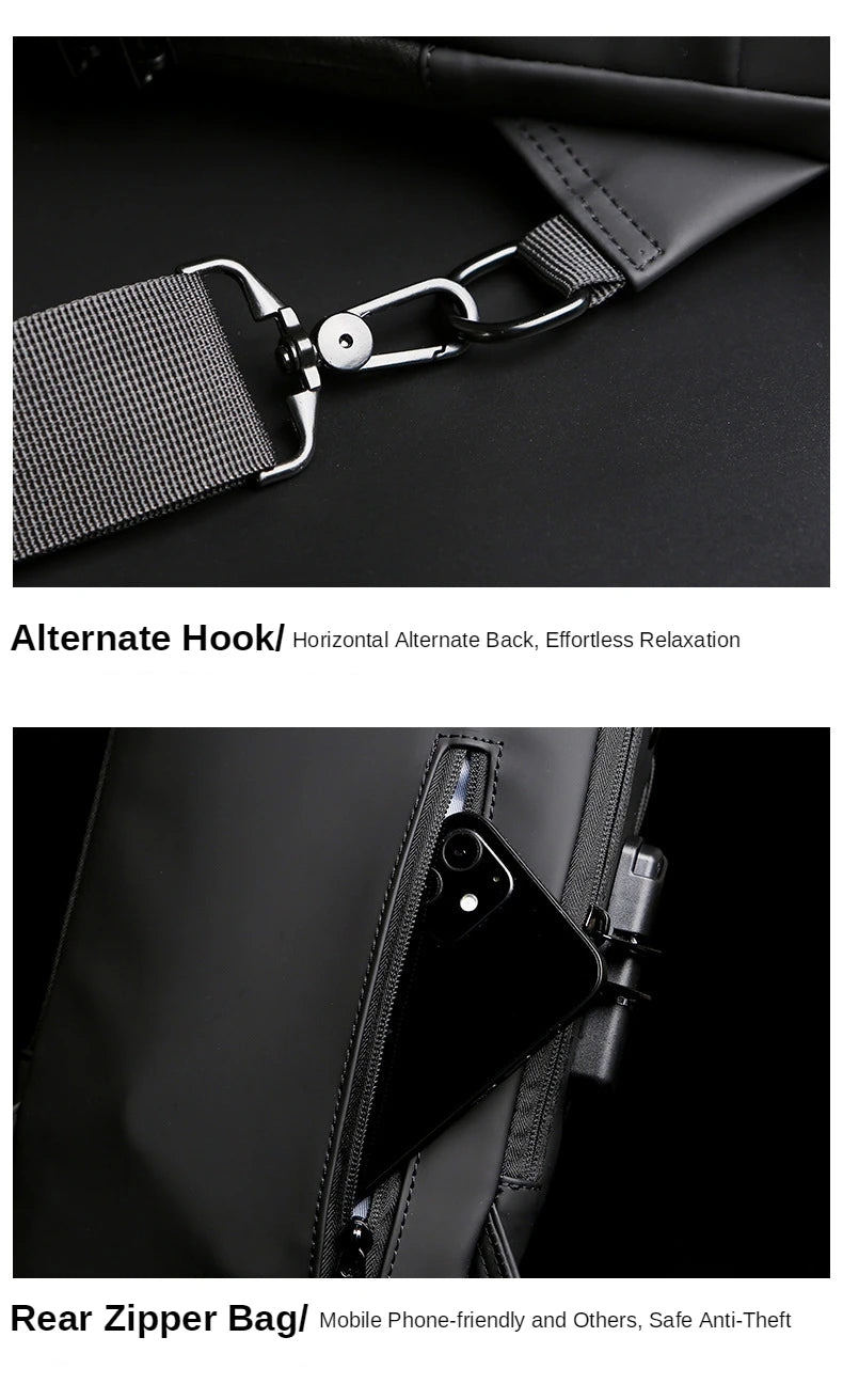 Bolso cruzado de cuero PU para hombre, bandolera clásica antirrobo, bolso de pecho multifuncional, nueva marca de diseñador