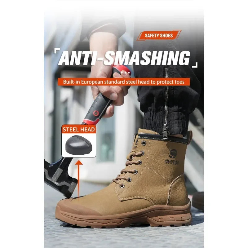 Botas de trabajo de microfibra de alta gama para hombre con puntera de acero para antigolpes y antipinchazos, antipinchazos de Kevlar