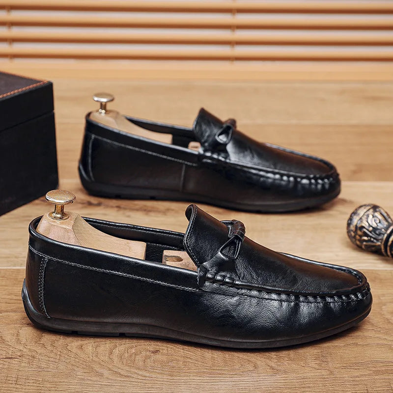 Mocasines de verano para hombre, zapatos de cuero de suela blanda para hombre, zapatos cómodos para conducir