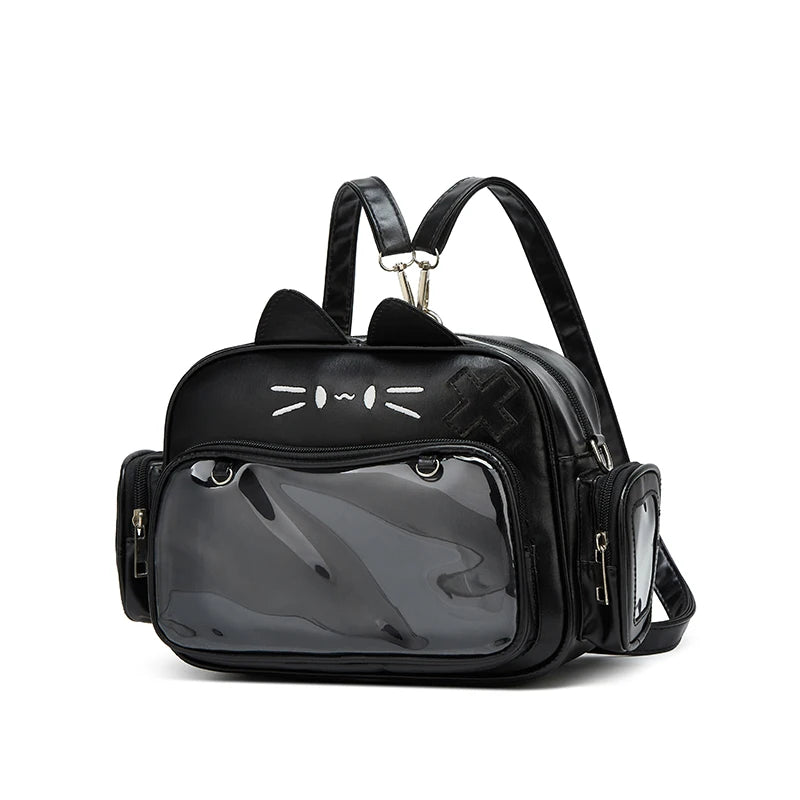 Bolso pequeño Ita de estilo universitario a la moda, mochilas de gato para mujer, bolso de hombro informal de cuero Lolita Jk Harajuku