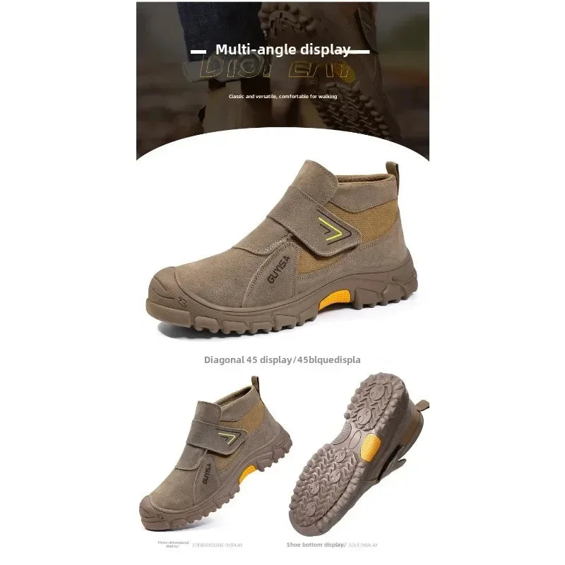 Nuevos zapatos de seguridad antigolpes y antipinchazos para hombres y mujeres, botas protectoras, zapatos de gamuza resistentes al desgaste, antiescaldaduras