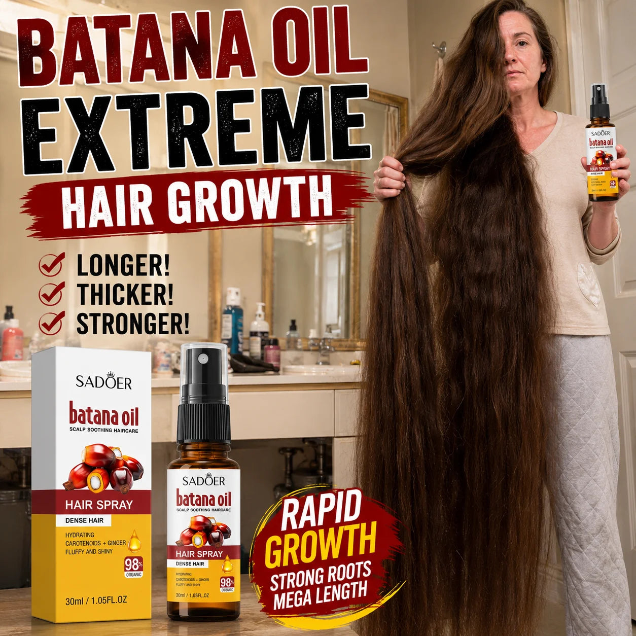 Spray para el crecimiento del cabello Batana, anticaída, pérdida de cabello, tratamiento dañado del cuero cabelludo, aceite de suero, nutre las raíces, cuidado de la salud del cabello de crecimiento rápido