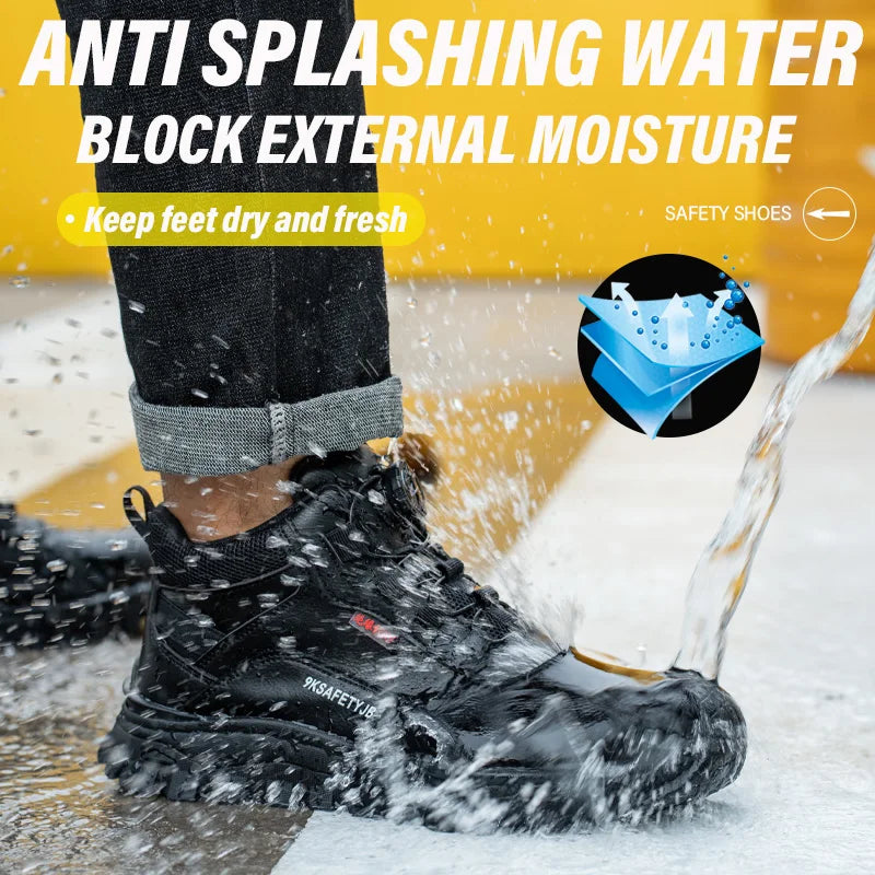 Zapatos de seguridad para el trabajo con aislamiento de 6KV, botas de trabajo impermeables antideslizantes para hombres y mujeres, botas de seguridad con protección de botón giratorio, talla 47 48