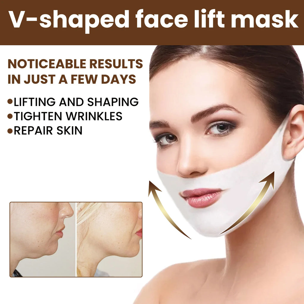EELHOE-mascarillas de Estiramiento facial, moldeador en V, reafirmante de la barbilla, hidratante, antienvejecimiento, antiflacidez, en forma de V, mascarilla de Estiramiento facial, cuidado de la piel