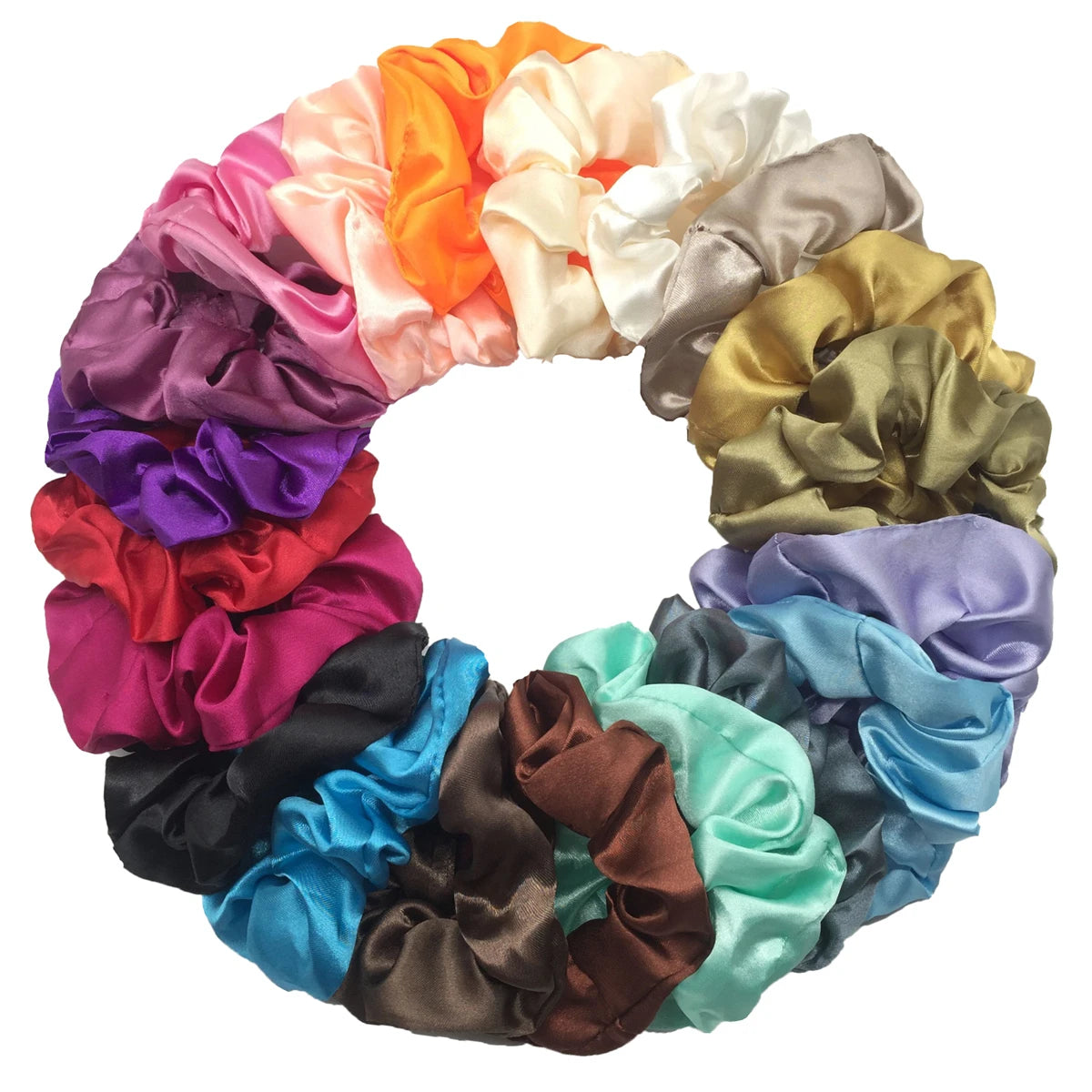 6 unids/lote, bandas para el pelo, lazos, cuerdas, soporte para cola de caballo para mujeres o niñas, accesorios, tocados de satén, Color sólido 100