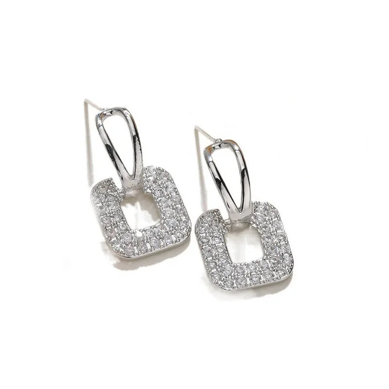 Pendientes cuadrados de cristal de moda coreana con aguja de plata 925 para mujer, joyería 2024, nuevos pendientes de circón de lujo para mujer, regalo
