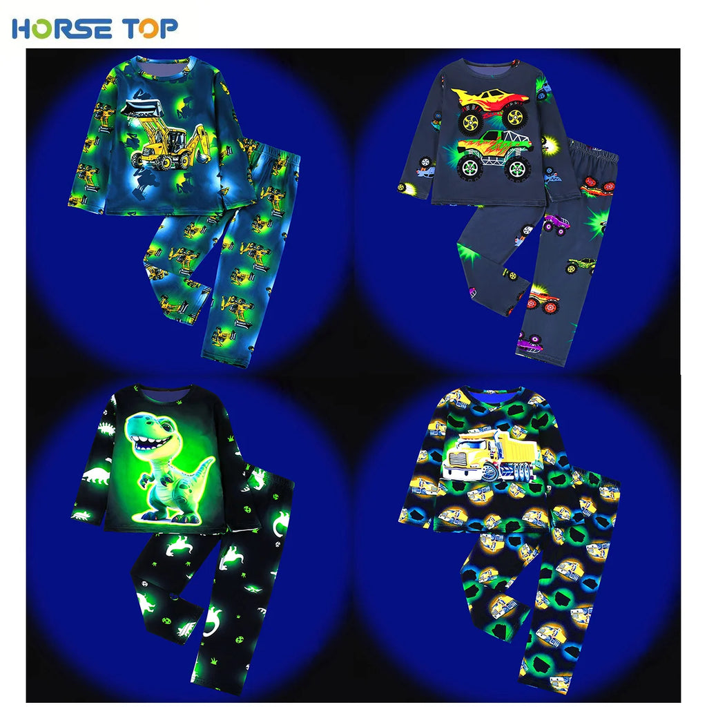 Conjunto de Pijama con Estampado Digital de Dinosaurios para Niños, Ideal para Decoración del Hogar, Apto para Niños de 2 a 9 Años en Primavera y Otoño