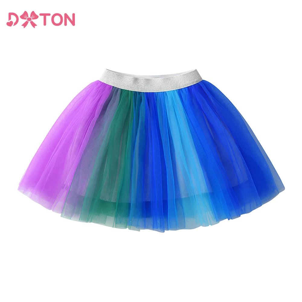 DXTON, falda tutú de baile para niñas, gasa colorida, empalme, Ropa de baile para niños, petiskirt de tul, minifalda para niños pequeños, ropa