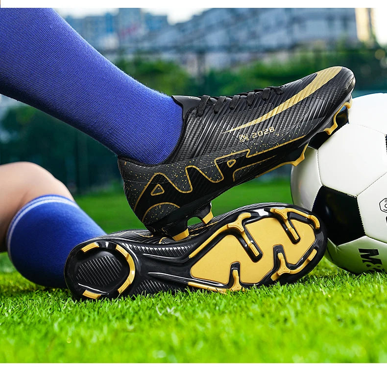 Botas de Fútbol Profesionales FG/TF para Hombre, Tacos Largos para Césped, Transpirables, Ligeras y Cómodas para Entrenamiento