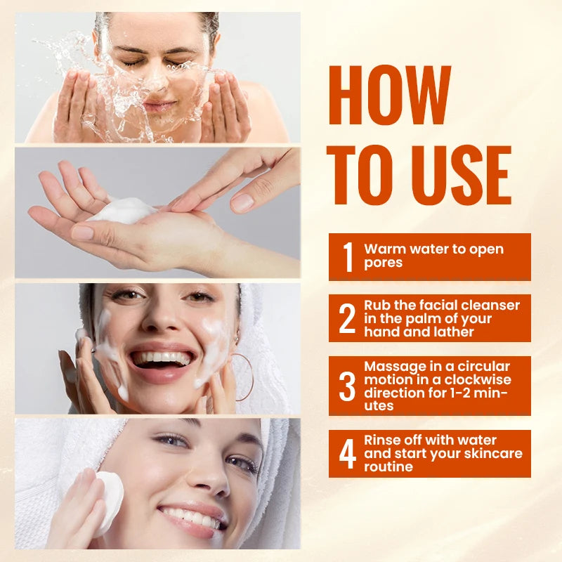 Limpiador de vitaminaC Natural para lavar todo el rostro, 150ml, limpia profunda, disuelve la grasa, ilumina la piel buena con ácido hialurónico