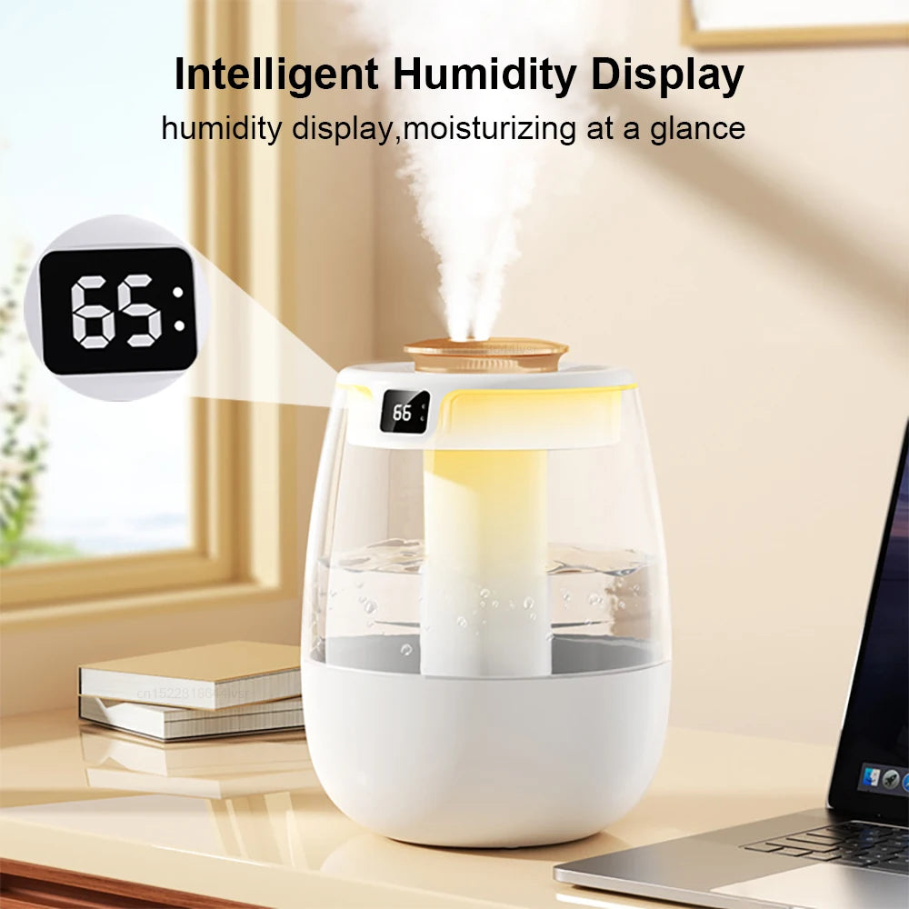 Humidificador de aire profesional de gran capacidad, doble puerto de pulverización, máquina de niebla para el hogar, habitación, oficina, humidificador de aire de escritorio silencioso