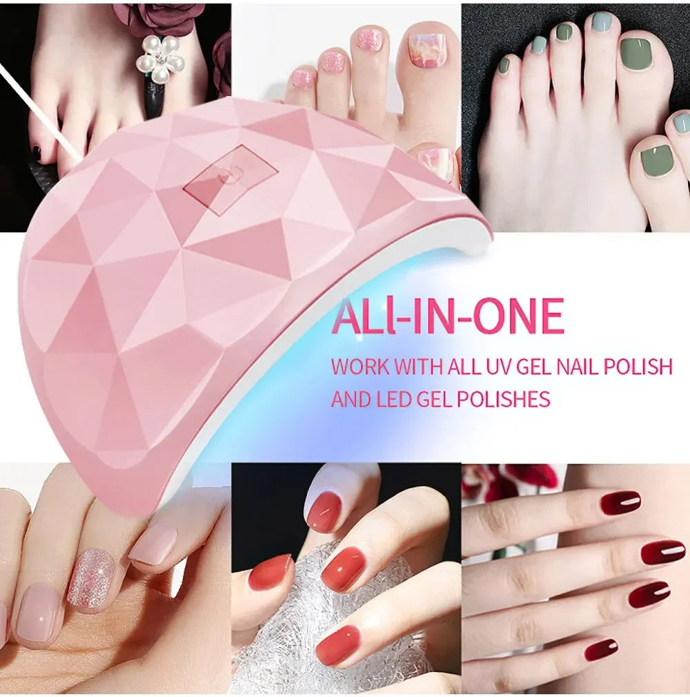 Lámpara LED para secador de uñas, 18 cuentas de lámpara UV para secado de esmalte de Gel, carga USB, equipo de manicura profesional
