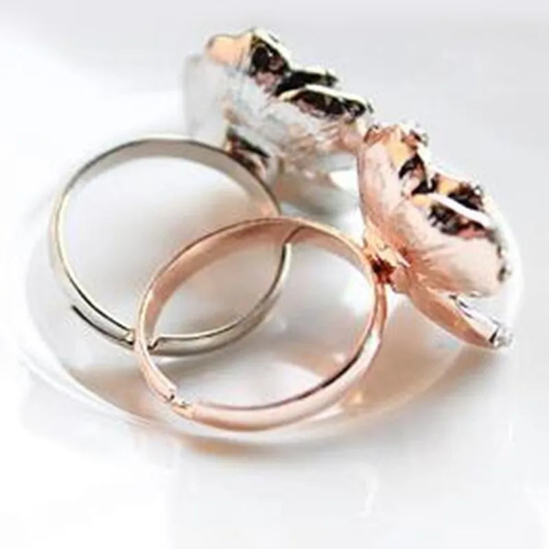 Gran oferta de anillos de joyería de moda, anillos con apertura de flor de rosa negra, anillos ajustables para dedo índice para mujer y niña, regalo