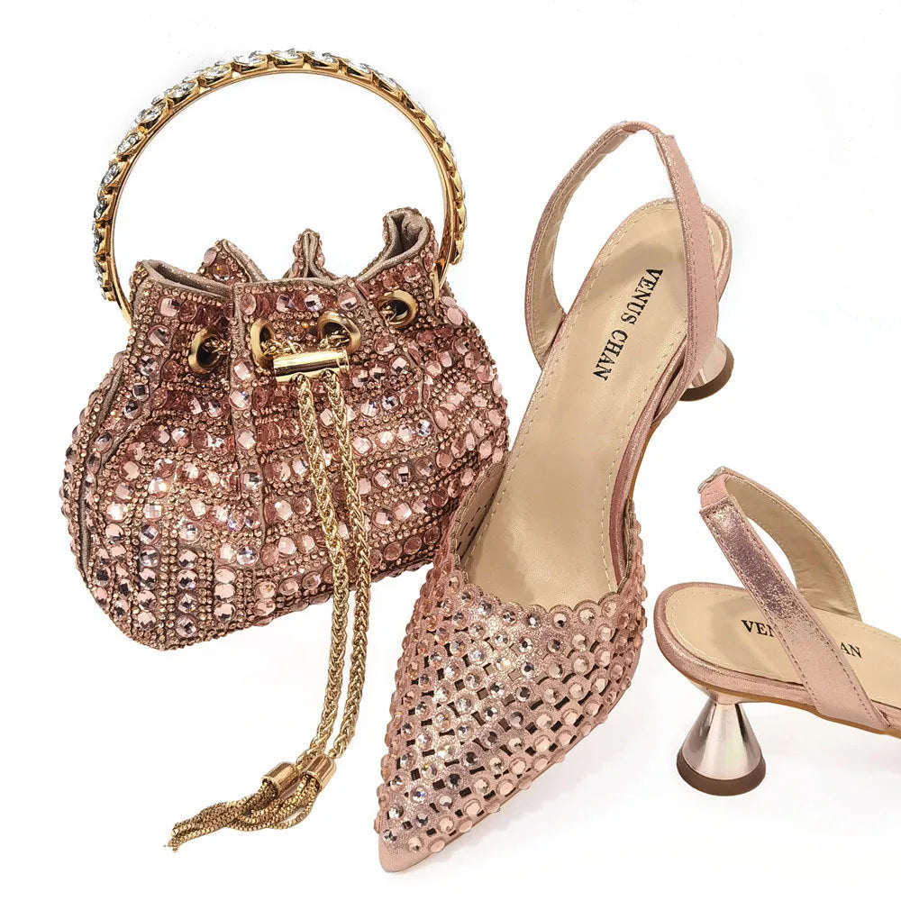 Sandalias con fondo de Muffin decoradas con cuentas para mujer, zapatos y bolso cómodos y versátiles, elegantes, a la moda, verano, 2023