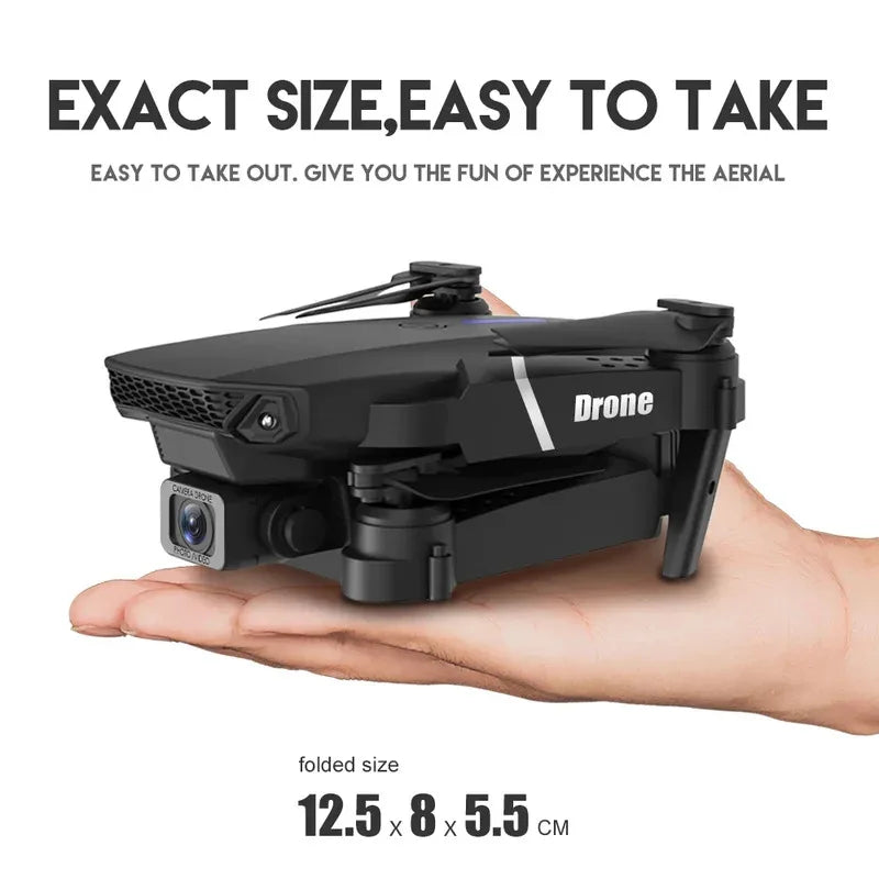 Dron plegable inteligente E88 Pro, compatible con conmutación de cámara simple/doble, calidad de imagen de 4K + disparo gran angular, WiFiDirect Real-Tim