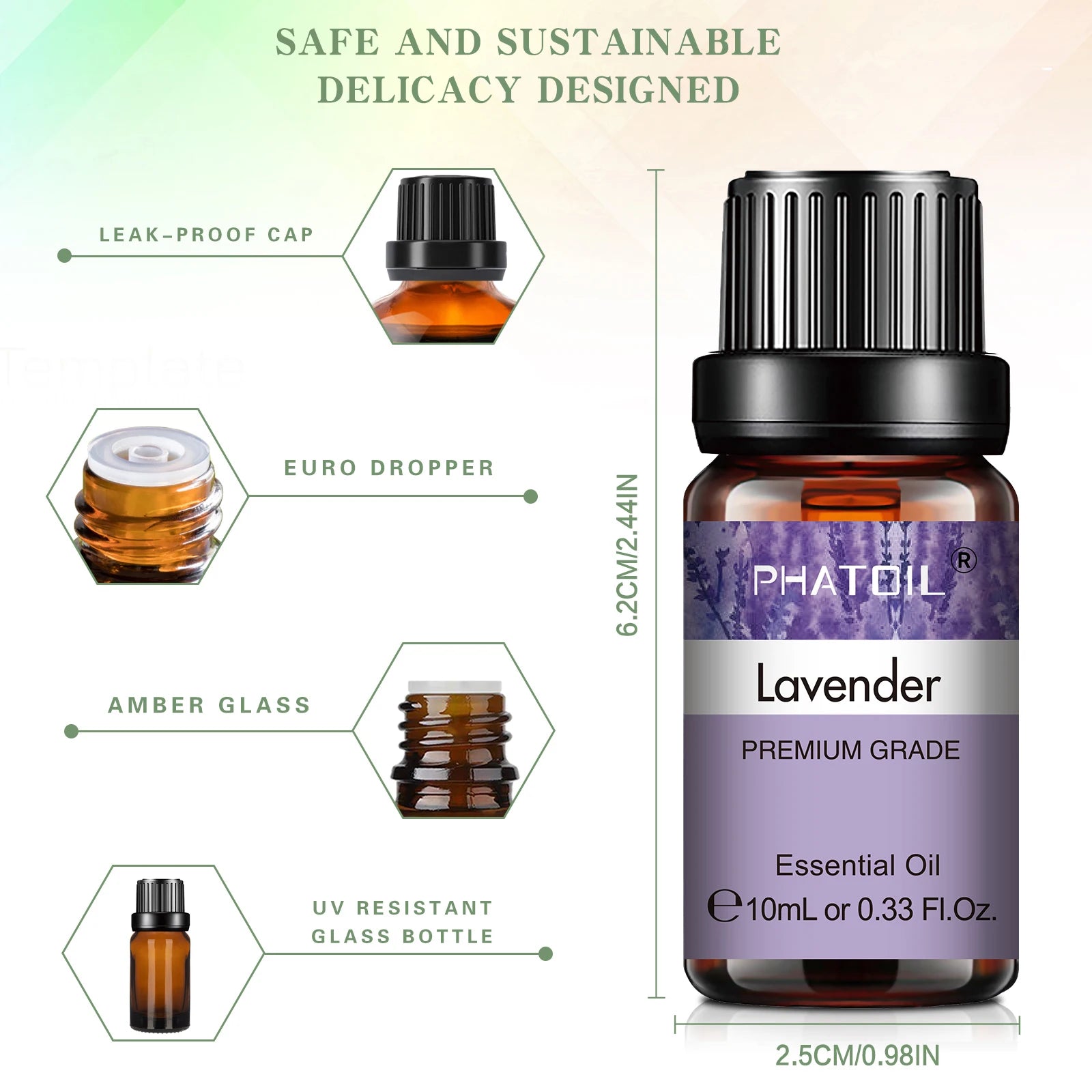 Aceites Esenciales de Lavanda de 10 ml, Puros y Naturales para Difusor, Humidificador, Aromaterapia, Aceite Aromático de Jazmín y Vainilla, para Velas y Jabones DIY