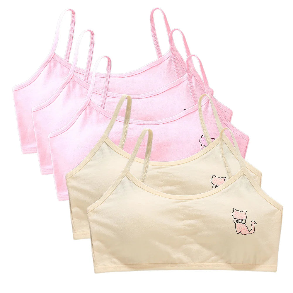 5 unids/lote Teeange niñas pequeñas sujetadores de entrenamiento Purbery School Girl Sujetador deportivo niños almohadilla para el pecho desmontable ropa interior niños Tops de tubo