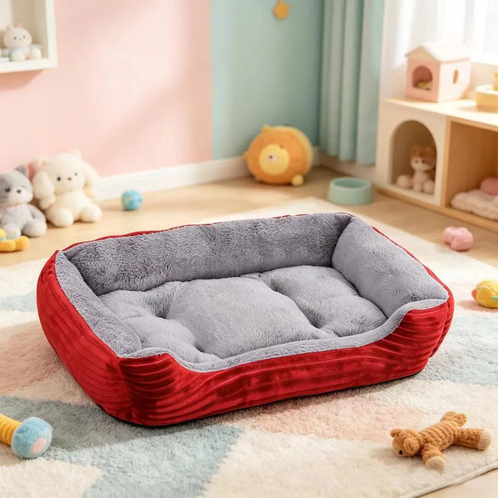 Cama Rectangular de Felpa Suave para Perros, Sofá Cálido Antideslizante para Gatos y Perros Pequeños, Cojín de Corduroy