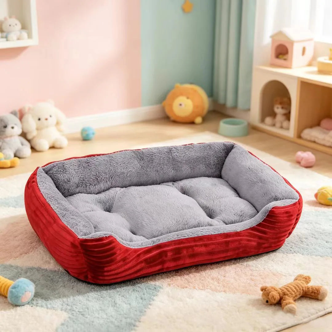 Cama Rectangular de Felpa Suave para Perros, Sofá Cálido Antideslizante para Gatos y Perros Pequeños, Cojín de Corduroy