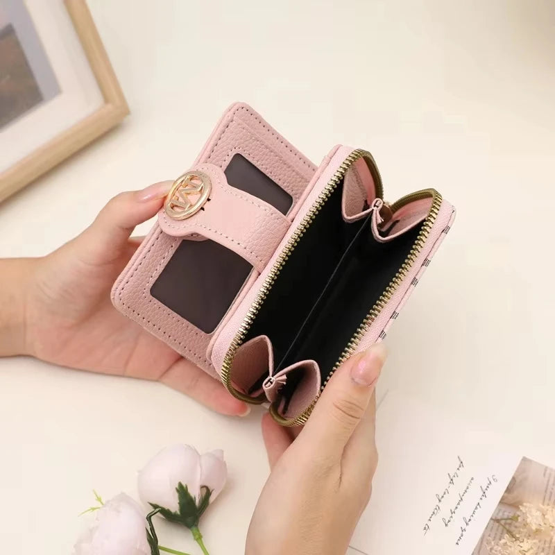 Cartera corta para mujer, monedero con cremallera con letra M, monederos para monedas, bolsas para dinero, tarjetero, bolso de mano