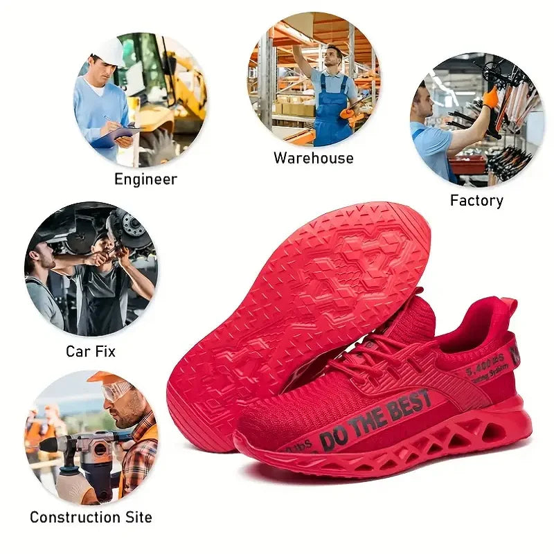 Zapatos de Seguridad con Puntera de Acero para Hombre, Zapatillas de Trabajo Ligeras, Zapatos de Trabajo Antipinchazos, Botas de Seguridad para la Construcción