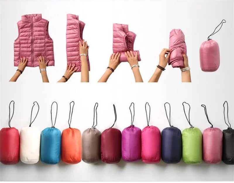 Chalecos ultraligeros para mujer, chaqueta ajustada sin mangas, chaleco ligero a prueba de viento portátil para chica, camisetas sin mangas para mujer, novedad de 2024