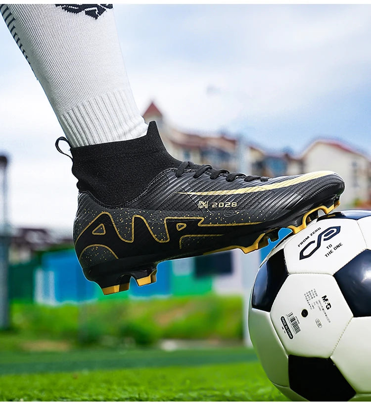 Zapatos de fútbol rosas a la moda para hombre, botas de fútbol ligeras profesionales con calcetín, zapatillas de fútbol originales antideslizantes para exteriores