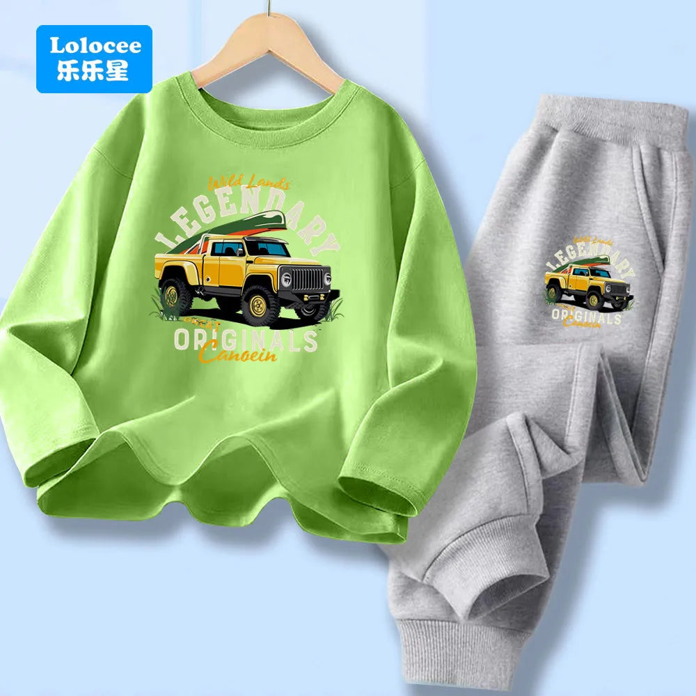 Conjuntos de camisetas y pantalones largos para niños, camisetas y pantalones de manga larga, conjuntos de 2 uds para niños, conjuntos geniales, ropa de moda para niños YYPK1