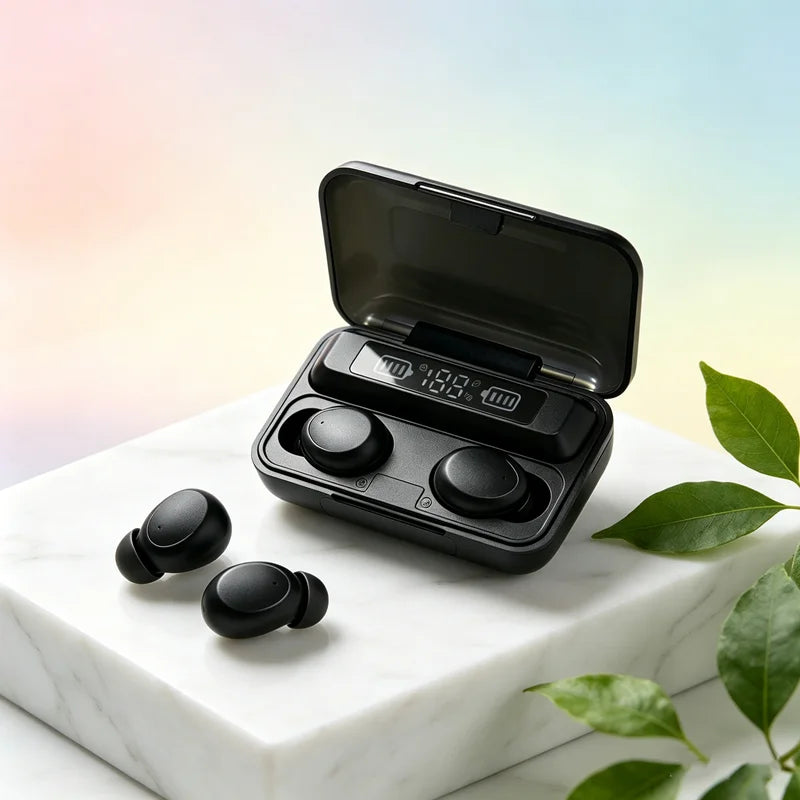 Audífonos Bluetooth F9, Sonido Estéreo 9D con Bajos Profundos, Audífonos Deportivos Manos Libres con Control Táctil, Audífonos Inalámbricos TWS, Resistentes al Agua