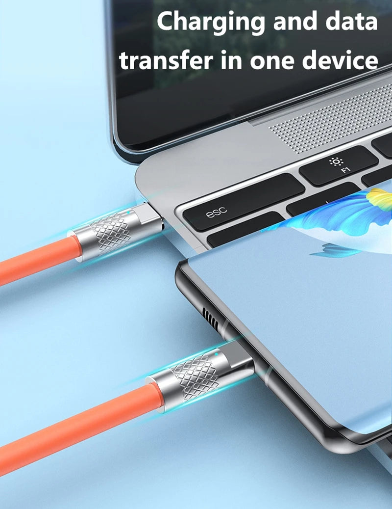 Nuevo Cable de Silicona Líquida Tipo C de Carga Súper Rápida PD de 120w 6A, Cable USB de Carga Rápida de 1M 1.5M 2M, Cable USB C a C