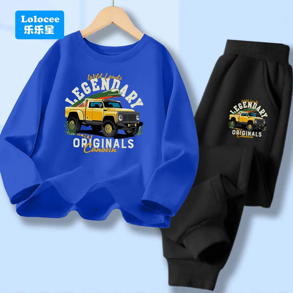 Conjuntos de camisetas y pantalones largos para niños, camisetas y pantalones de manga larga, conjuntos de 2 uds para niños, conjuntos geniales, ropa de moda para niños YYPK1