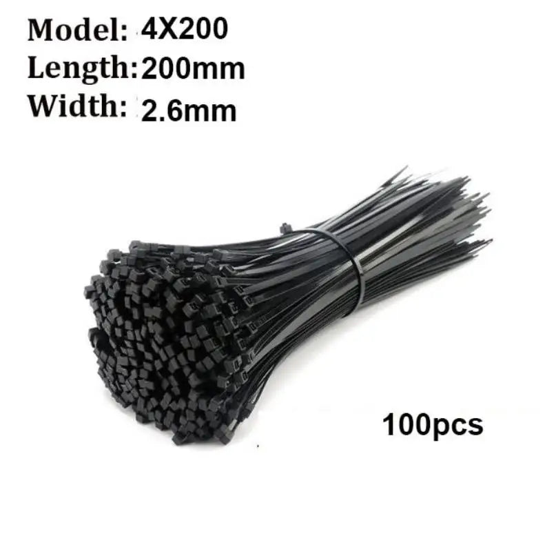 100 piezas negro 4x200 cable anillo de fijación reutilizable cable Zip Ties de pulgadas reciclable desmontable
