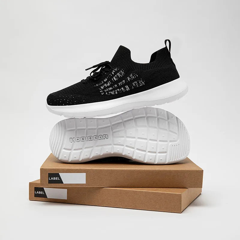 HOBIBEAR Zapatillas de deporte unisex para correr, zapatos para caminar transpirables de malla con punta ancha, zapatillas de senderismo con cordones antideslizantes
