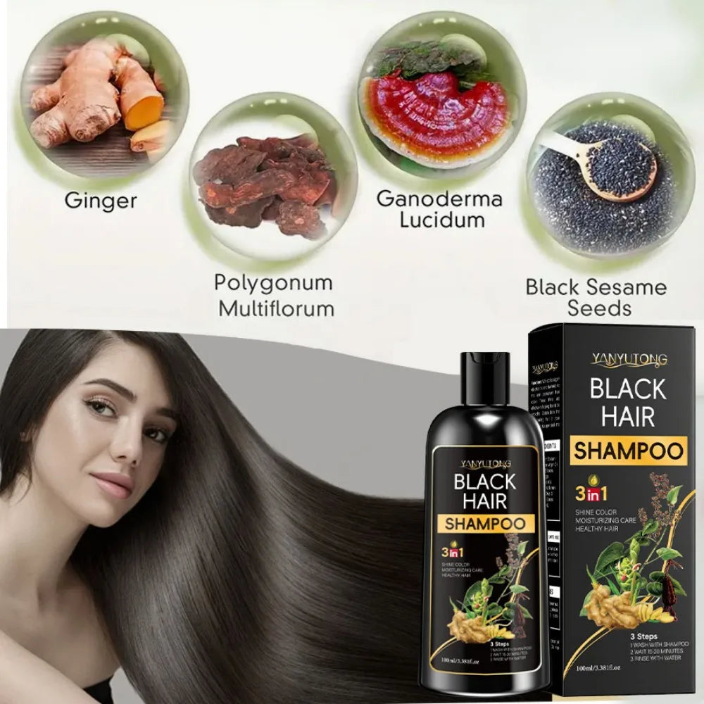 Champú tricolor de cúrcuma 3 en 1, champú nutritivo color tratado fórmula suave, a base de plantas, color beige claro