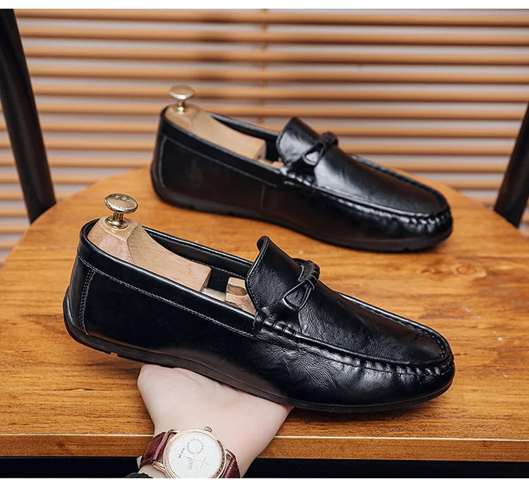 Mocasines de verano para hombre, zapatos de cuero de suela blanda para hombre, zapatos cómodos para conducir