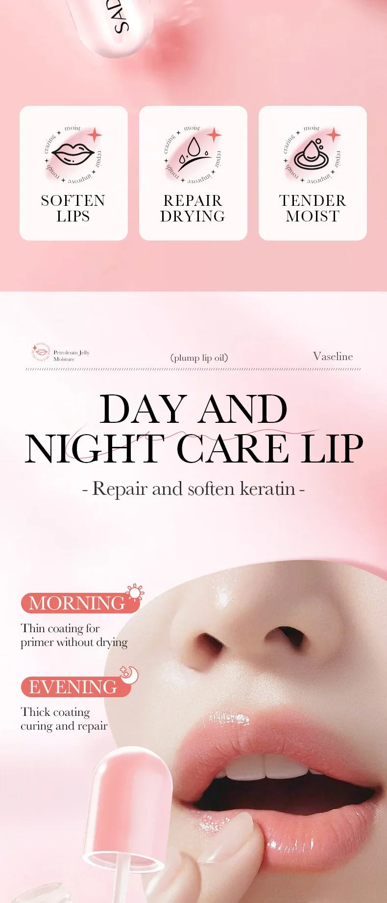 Aceite esencial para rellenar los labios, cuidado de los labios Sexy instantáneo, nutritivo, antiarrugas, hidratante, brillo de labios carpante definitivo, suero, cosméticos