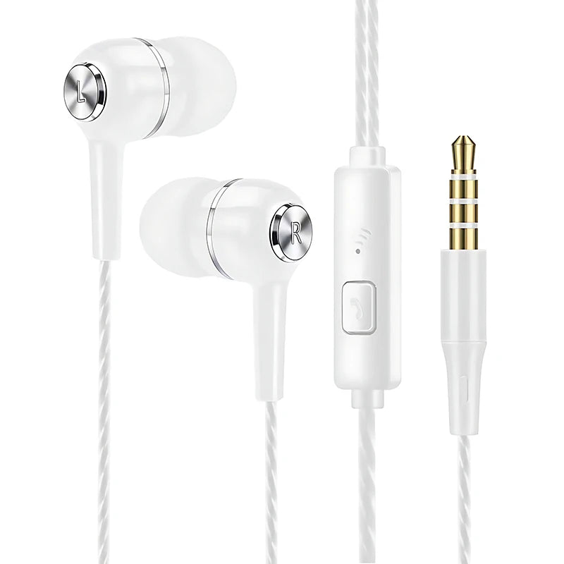 Auriculares intrauditivos con cable de 3,5mm, auriculares HIFI de graves pesados, Monitor deportivo, auriculares estéreo para música y videojuegos con micrófono