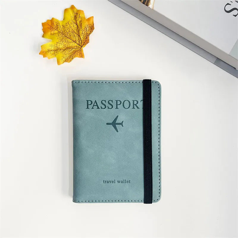 Fundas para pasaporte de negocios Vintage RFID para hombre y mujer, soporte multifunción para tarjetas bancarias de identificación, funda tipo billetera de cuero PU, accesorios de viaje