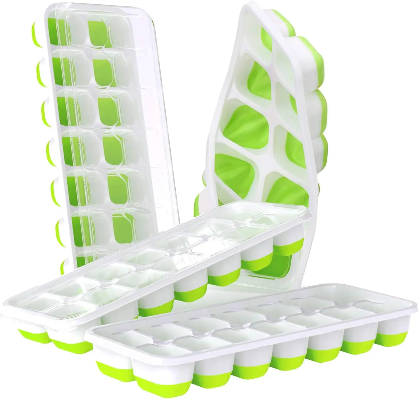 Bandeja para cubitos de hielo, molde de silicona con cubierta cuadrada de 14 cubos, moldes para cubitos de hielo de fácil liberación, barra de cocina de verano, herramientas para hacer bebidas heladas DIY