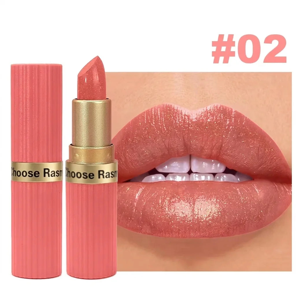 Lápiz labial de terciopelo con purpurina rosa nacarado, metálico, resistente al agua, de larga duración, mate, brillo, diamante, maquillaje cosmético para mujer