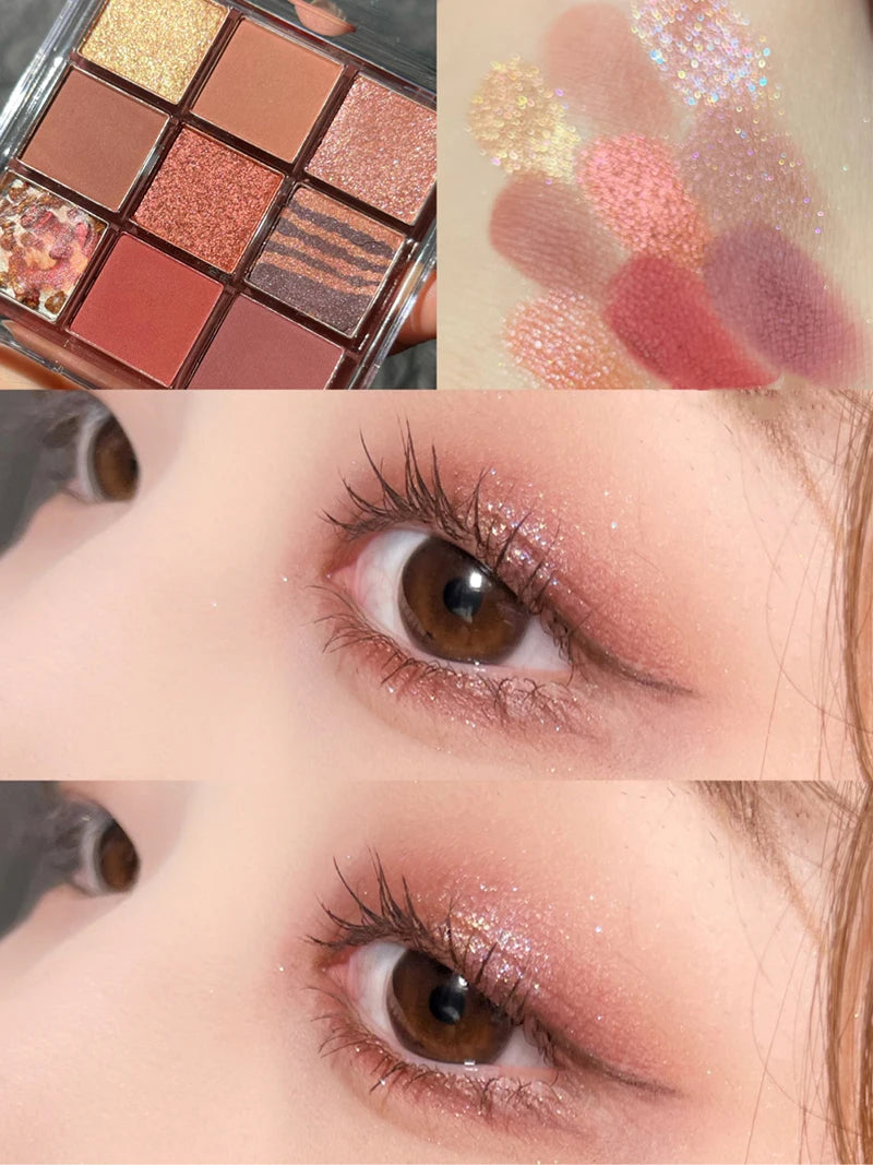 DIKALU-paleta de sombras de ojos, nueva paleta de sombra de ojos, Oh Rosy Nine Palace Grid, enfoque automático, baja saturación, polvo de humo, placa de rosa, primavera y verano