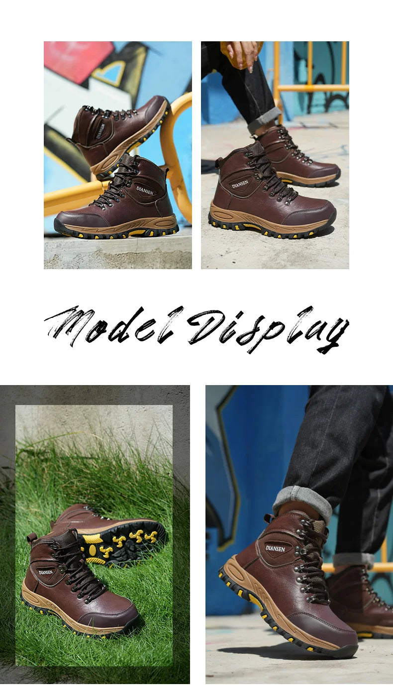 Botas de seguridad de trabajo indestructibles de cuero impermeables para hombre, botas militares para exteriores, zapatos industriales antigolpes y antipinchazos para hombre
