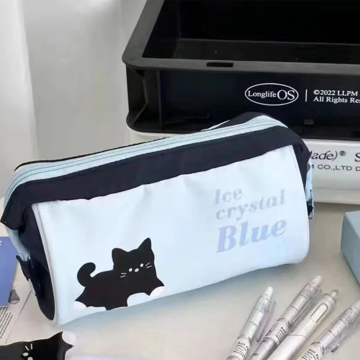 Estuche para lápices Modular con estampado de perro, multicapa, estilo Ins, gran capacidad, ecológico, organizador de papelería para estudiantes y bolsa de maquillaje