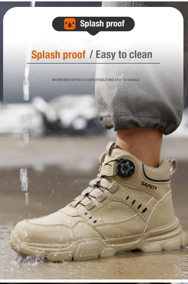 Botas de Trabajo de Seguridad con Punta de Acero para Hombre, Anti-aplastamiento, Resistentes a Pinchazos, con Entresuela de Kevlar, Impermeables, Ligeras, con Hebilla Giratoria
