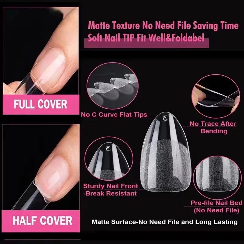 240 unids/caja semimate XXS puntas de uñas de almendra cubierta completa Gel suave extensión de uñas artificiales falsas perfecta para camas de uñas ultracortas