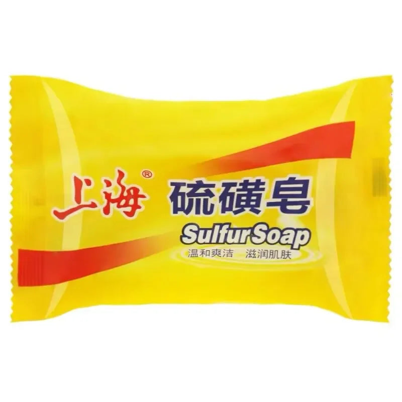 Jabón de azufre de Shanghai, jabón de baño, limpieza de manos y rostro, jabón unisex detrás de la piel, limpieza profunda, 5 uds.