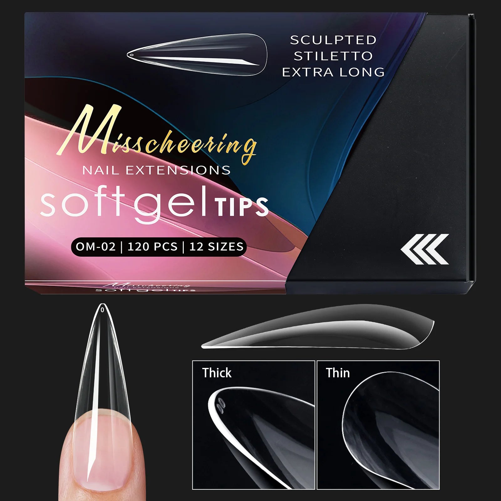 120/140 Uds. Puntas de uñas postizas de aguja de almendra extensión de uñas postizas suaves y transparentes para el hogar DIY salón de uñas manicura prensa en las uñas