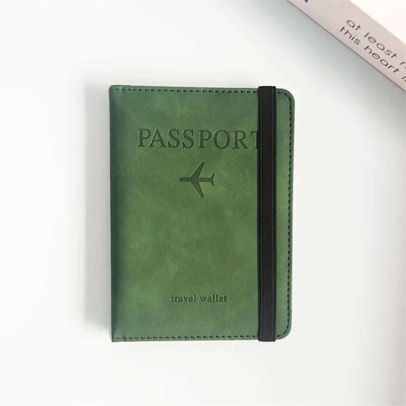 Fundas para pasaporte de negocios Vintage RFID para hombre y mujer, soporte multifunción para tarjetas bancarias de identificación, funda tipo billetera de cuero PU, accesorios de viaje